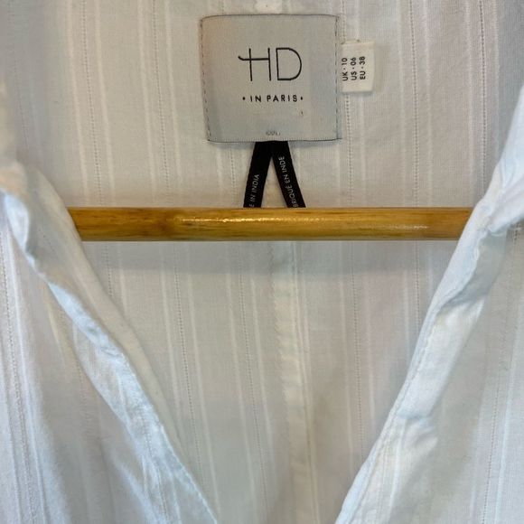 HD White Empire Waist Collared Loose Fit Long Tunic Blouse 6 - Picture 8 of 9